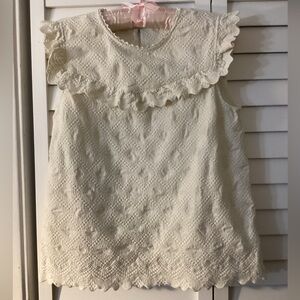 Paris Atelier & Other Stories Cream Eyelet Ruffle Sleeveless Blouse size 8